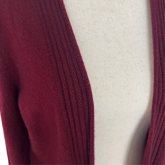 Charter Club 100% Cashmere Cardigan Small Red Burgundy Knit Luxury Sweater - Picture 2 of 5